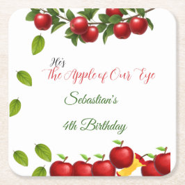 Äpple till vår Födelsedagsfest i Öga Underlägg Papper Kvadrat
