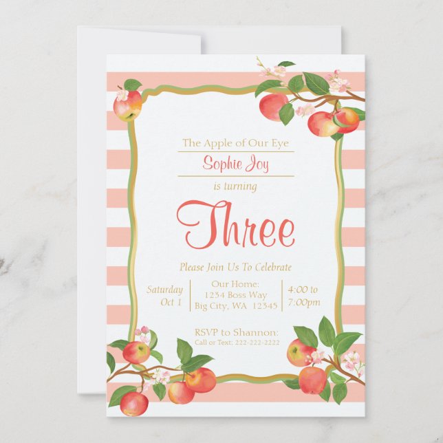 Äpple till vår inbjudan till Öga-födelsedagen (Framsida)