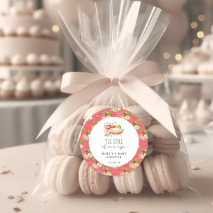 Äpple till vår Öga-babydusch Papper Runt Klistermärke