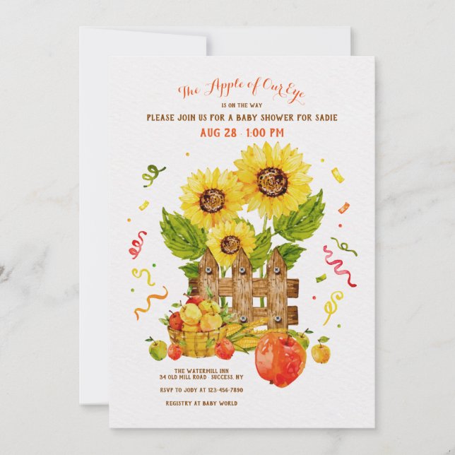 Äpple till vår Öga babyskor Inbjudningar (Framsida)