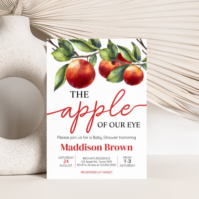 Äpple till vår Öga babystötare Inbjudningar (Red Apple Baby Shower Invitation)