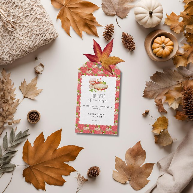 Äpple till vår Öga babystötare Presentetikett (Apple of Our Eye Baby Shower Favor/Gift Tag)