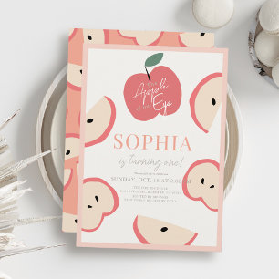 Äpple till vår Öga Rosa-flicka 1:a födelsedagen Inbjudningar