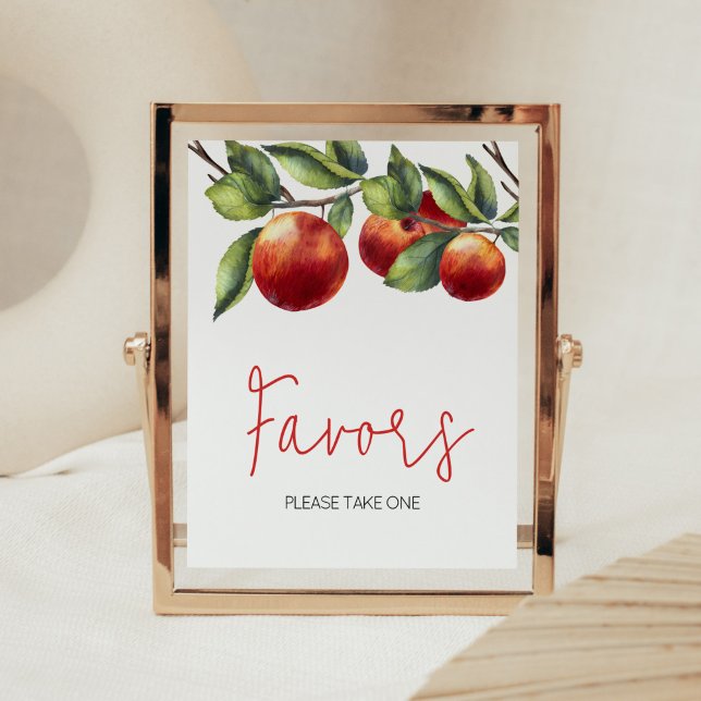 Äpple till våra favoriter i Öga babykläder Poster (Red Apple Baby Shower Favors Sign)