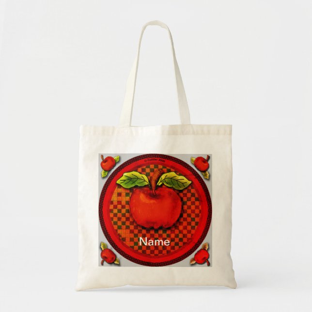Apple Tote Bag Tygkasse (Framsidan)