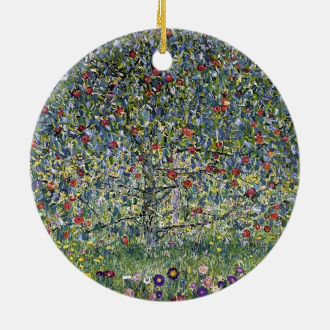 Apple Träd (av Gustav Klimt) Julgransprydnad Keramik (Baksidan)