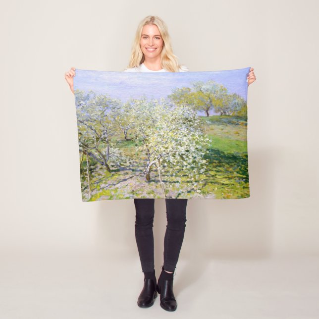 Apple Träd i Bloom (från Claude Monet) Fleecefilt (På plats)