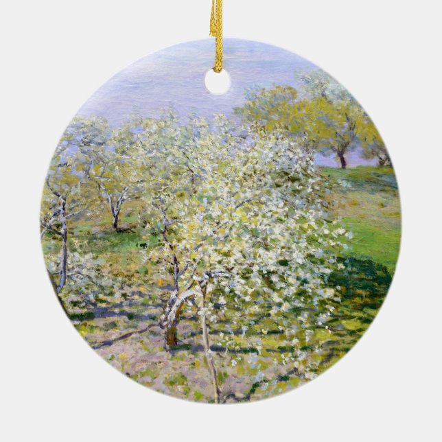 Apple Träd i Bloom (från Claude Monet) Julgransprydnad Keramik (Baksidan)