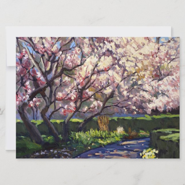 Apple Träd i Bloom Painting Spara datum Datumet (Framsida)