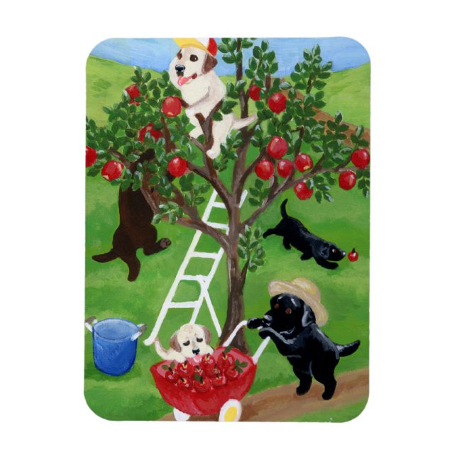 Apple Träd Labradors Magnet (Vertikal)