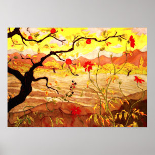 Äpple Träd med röd frukt - Paul Ranson-teckningar Poster