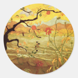 Äpple Träd med röd frukt Runt Klistermärke