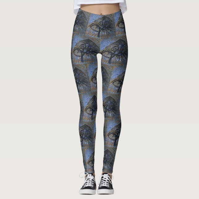 Apple Träd, Pointillist-version av Piet Mondrian Leggings (Framsida)