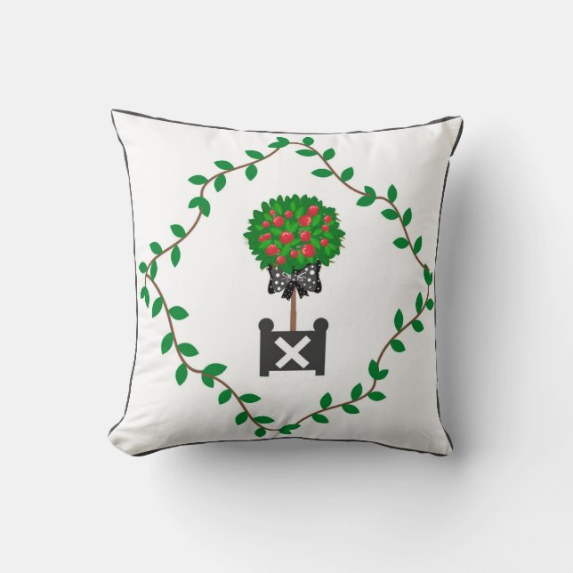 Apple Träd Topiary Garden Planter Box Dekorativ ku Kudde (Framsida)
