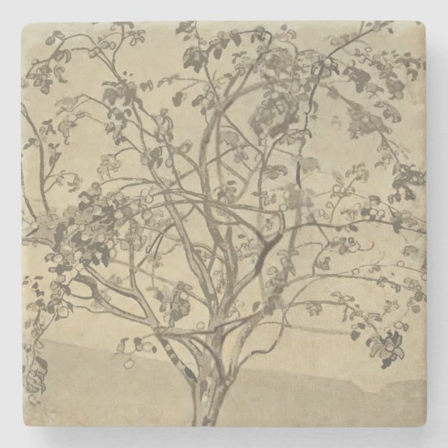 Apple Träd (Watercolor Art) (av Nicholas Roerich) Stenunderlägg (Framsidan)