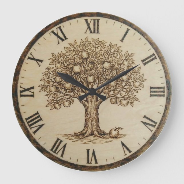 Apple Tree wooden Wall Clock  Stor Klocka (Framsida)