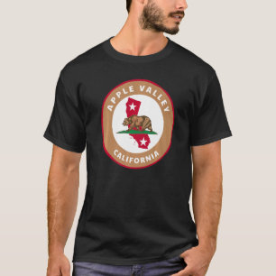 Apple Valley California CA Flagga and Bear Badge S T Shirt