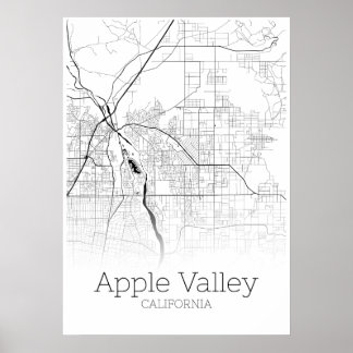 Apple Valley Karta - Kalifornien - City Karta Post Poster