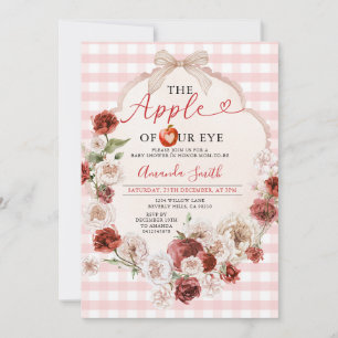Äpple vår Öga Baby Shower Bow Rosa Gingham Inbjudningar
