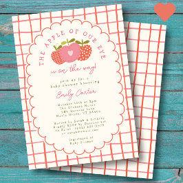 Äpple vår Öga-höst Whimsical Cute Rosa Red Inbjudningar