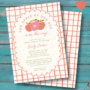 Äpple vår Öga-höst Whimsical Cute Rosa Red Inbjudningar