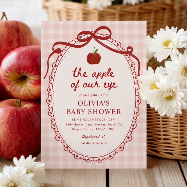 Apple vår Öga Red Gingham Fall Baby Shower Inbjudningar (Skapare uppladdad)