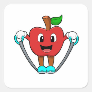 Äpple vid Fitness med Rope Fyrkantigt Klistermärke
