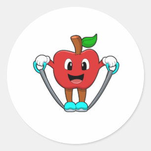 Äpple vid Fitness med Rope Runt Klistermärke