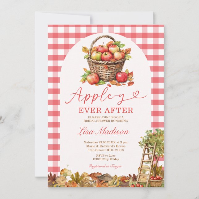 Apple-y Ever After Orchard Red Plaid Bridal Shower Inbjudningar (Framsida)