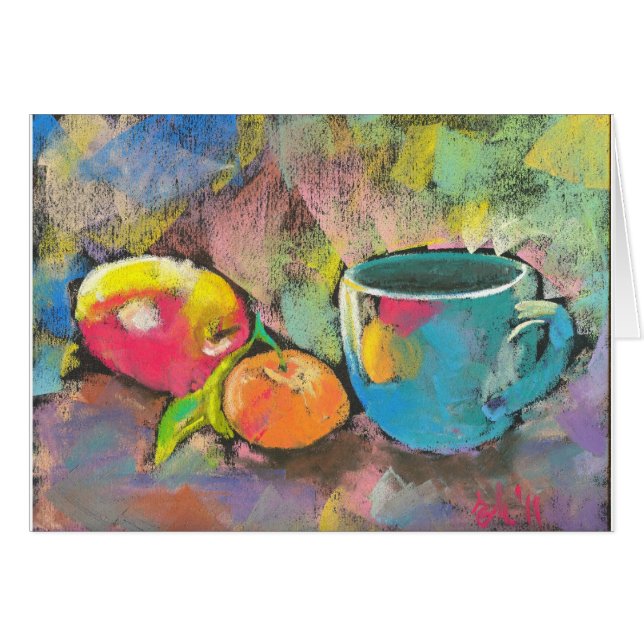 äpplemandarinestilleben hälsningskort (Framsidan Horizontal)