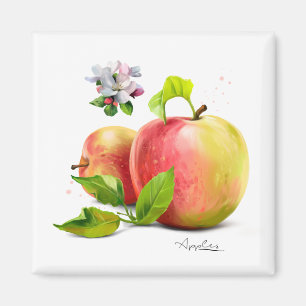 Äpplen, blommor och stänk magnet