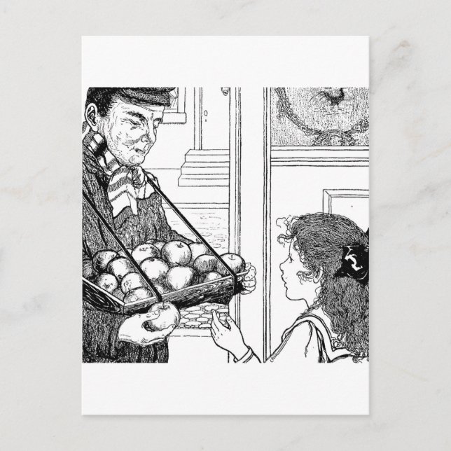 Äpplen för försäljning vykort (Framsida)