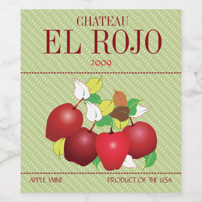 Äpplen Frukt Botanisk Sommar Skörd Trädgård Vinflaska Etikett (Singel etikett)