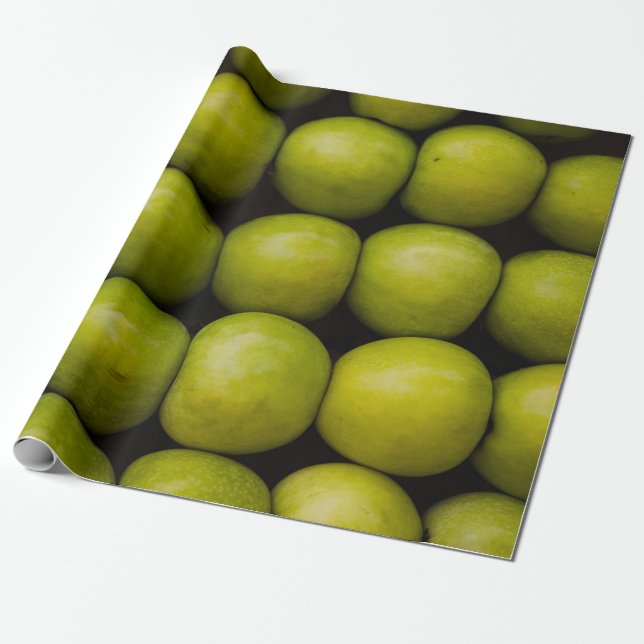 Äpplen, frukter, äpplen av grönt presentpapper (Utrullad)