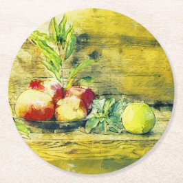 Äpplen i Bowl Rustic Underlägg Papper Rund