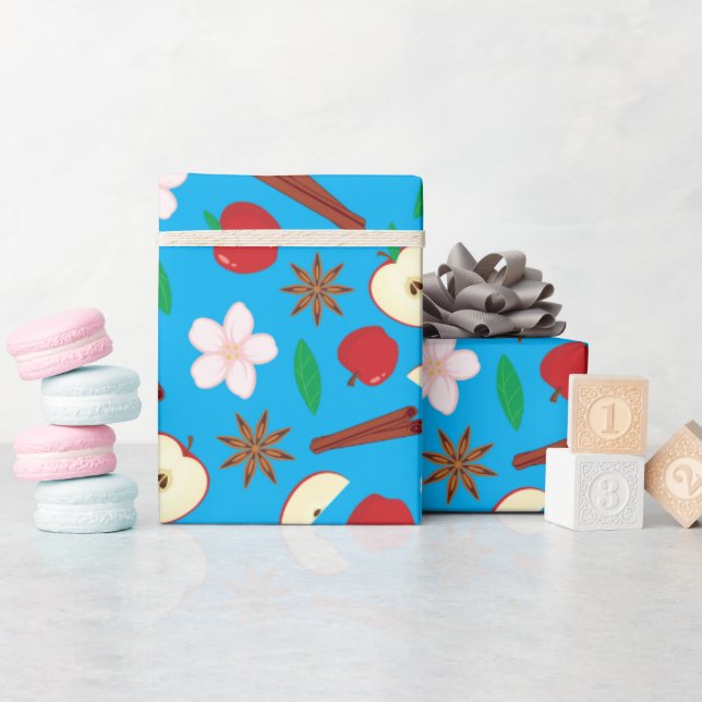 Äpplen, kanel, stjärnanisblomma, sjölösa presentpapper (Baby Shower)