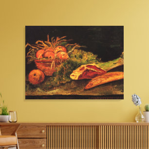 Äpplen, kött och en bulle av Vincent van Gogh Canvastryck
