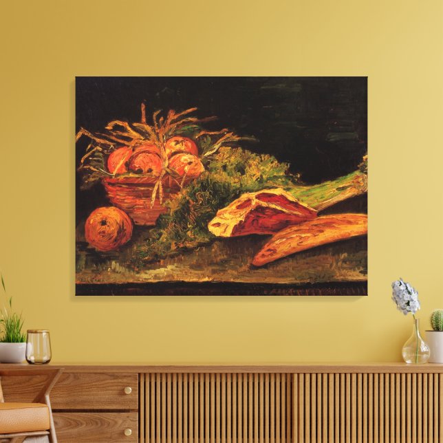 Äpplen, kött och en bulle av Vincent van Gogh Canvastryck (Insitu (Vardagsrum))