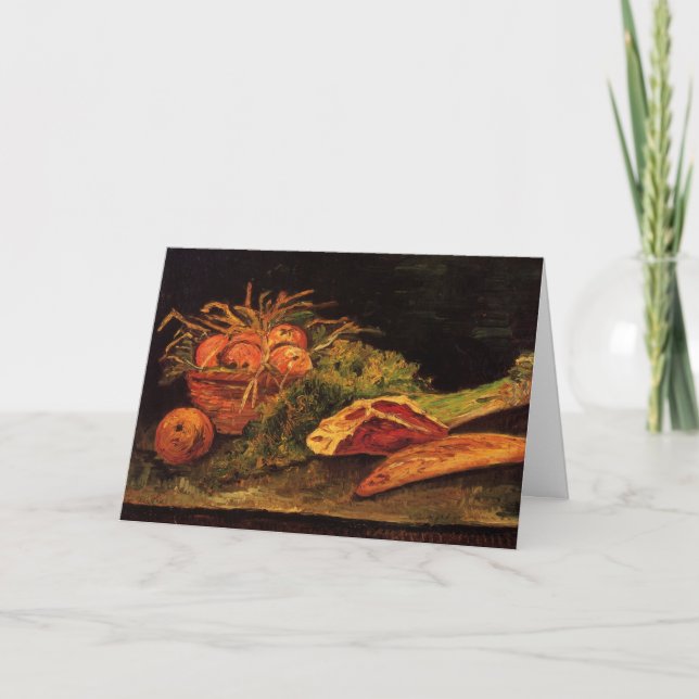 Äpplen, kött och en bulle av Vincent van Gogh Kort (Framsida)
