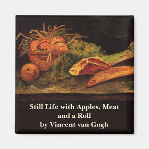 Äpplen, kött och en bulle av Vincent van Gogh Magnet