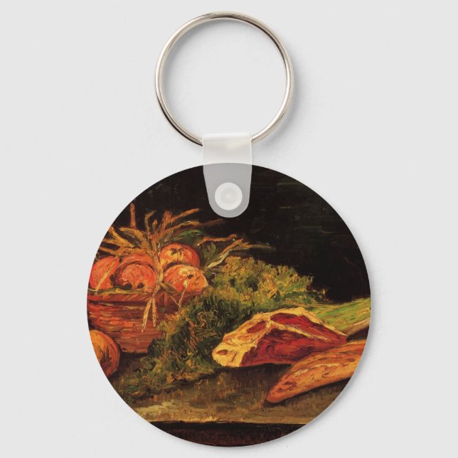 Äpplen, kött och en bulle av Vincent van Gogh Nyckelring (Framsida)