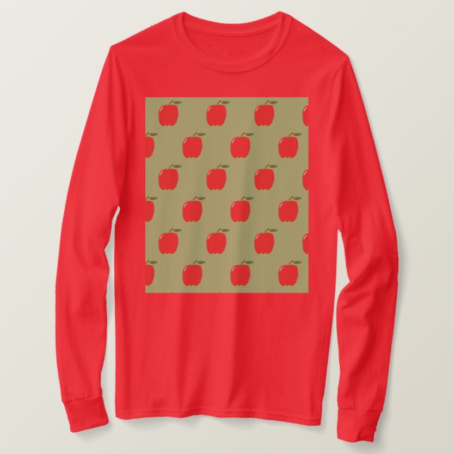 Äpplen Långärmad T-Shirt (Sage Grönt & Red) (Design framsida)