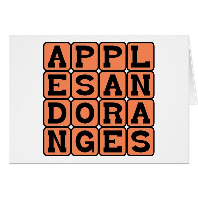 Äpplen och Apelsiner, Jämförelse Hälsningskort (Framsidan Horizontal)