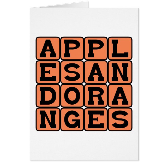 Äpplen och Apelsiner, Jämförelse Hälsningskort (Framsidan)