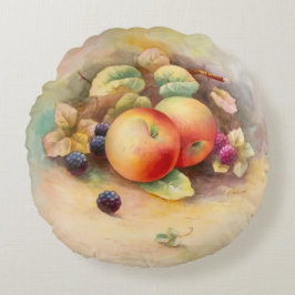 Äpplen och hallon rund kudde