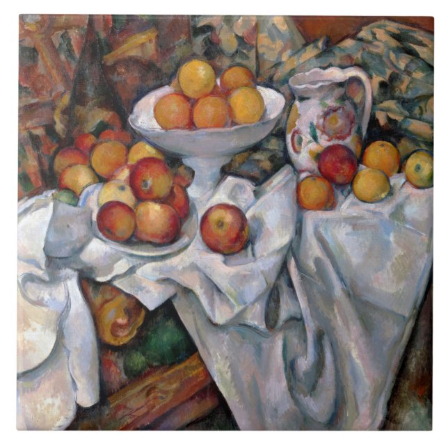 Äpplen och Orangar, Paul Cezanne, 1895-1900 Kakelplatta (Framsidan)