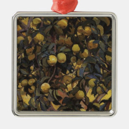 Äpplen på Grenar i Träd (av Serebriakova) Julgransprydnad Metall