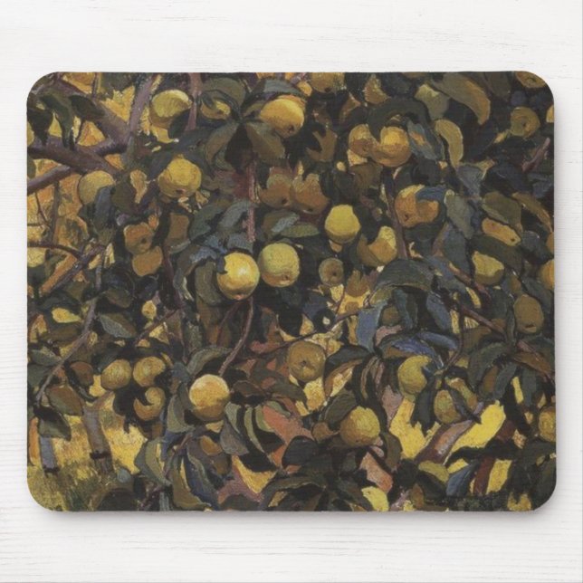 Äpplen på Grenar i Träd (av Serebriakova) Musmatta (Framsidan)