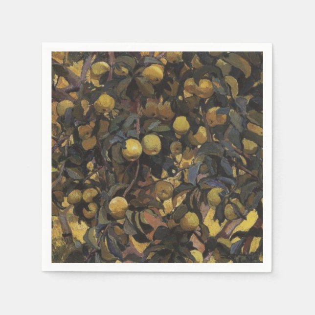 Äpplen på Grenar i Träd (av Serebriakova) Pappersservett (Framsidan)