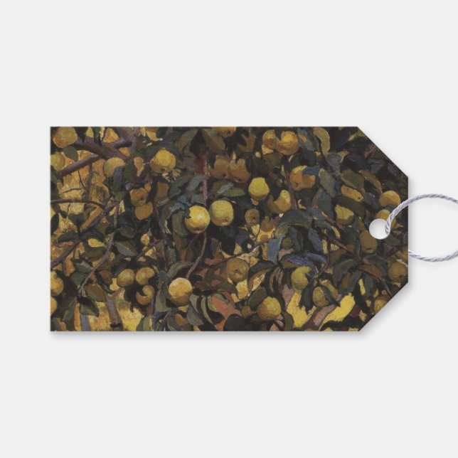 Äpplen på Grenar i Träd (av Serebriakova) Presentetikett (Framsidan (Horisontell))